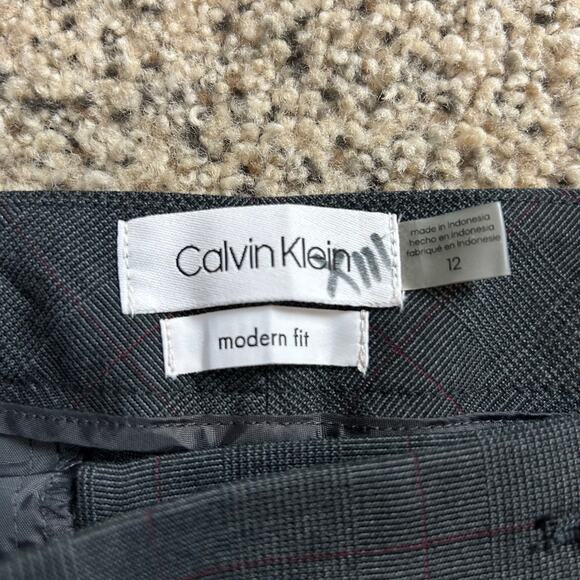 NWT Calvin Klein Womens Modern Fit Straight Dress Pant Size 12 Gray Print Career - Picture 5 of 7